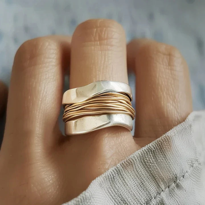 Vintage zilver goude ring