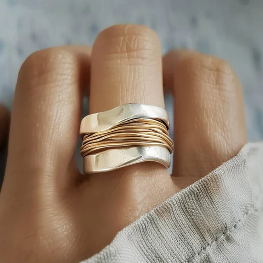 Vintage zilver goude ring