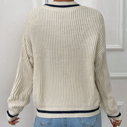 Ella - Trui met V-Hals en Patchwork