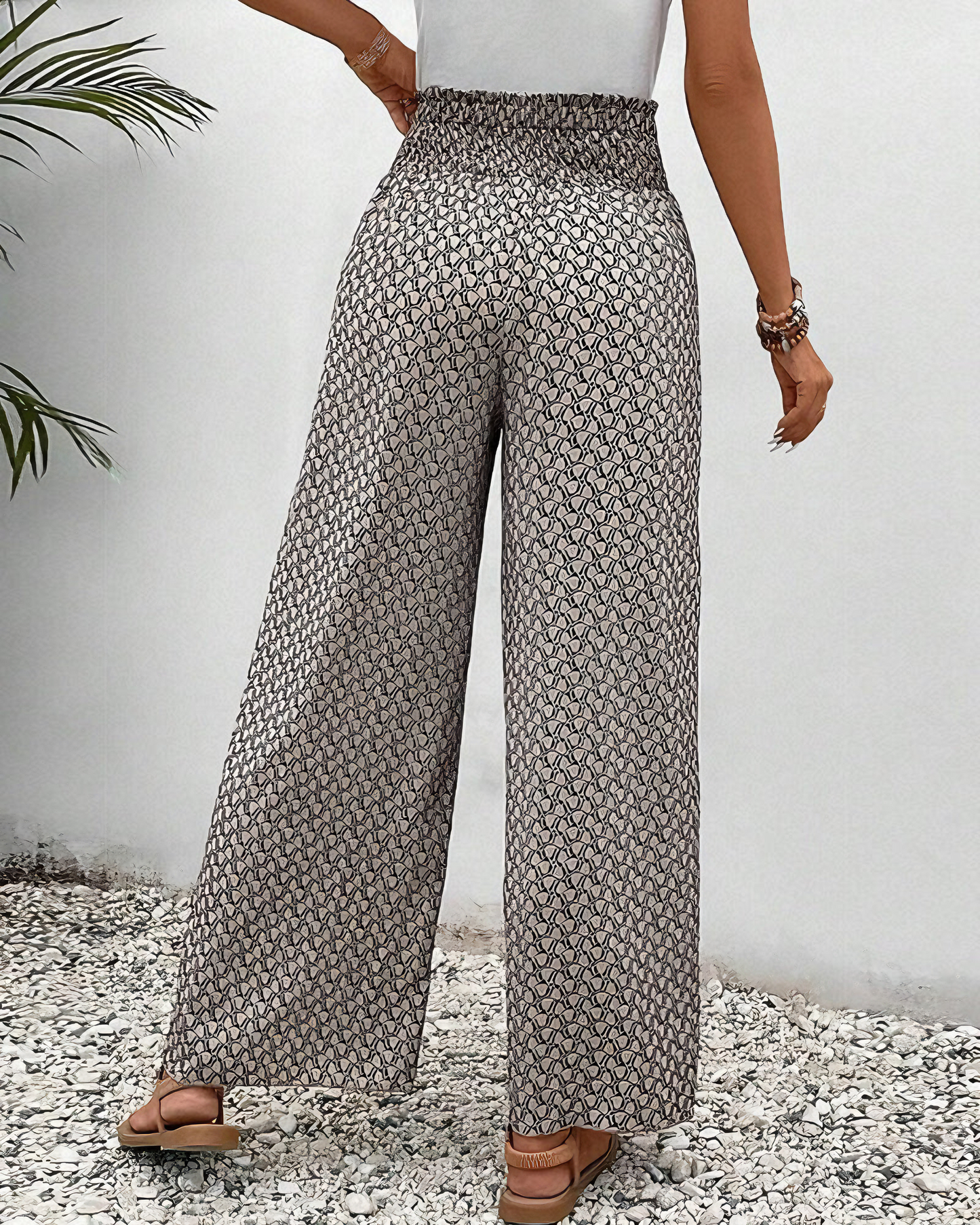 Valencia - Wijde broek met geometrische print